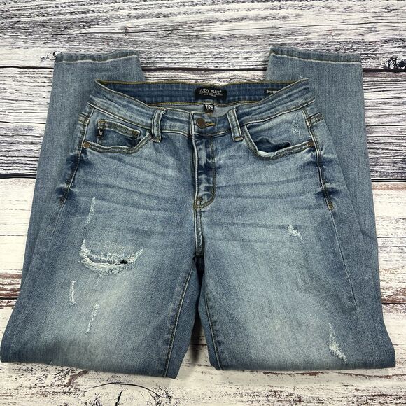 Judy Blue Boyfriend Fit Mid Rise Ripped 82114 Jeans Women’s Size 7/28 - Picture 1 of 10
